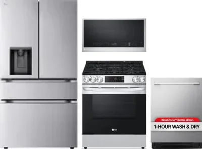 4 Piece Package Includes Refrigerator, Range, Microwave And Dishwasher