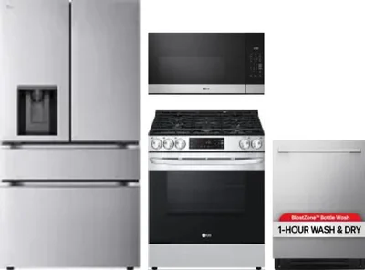 4 Piece Package Includes Refrigerator, Range, Microwave And Dishwasher