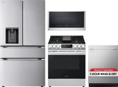 4 Piece Package Includes Refrigerator, Range, Microwave And Dishwasher