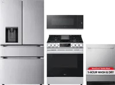 4 Piece Package Includes Refrigerator, Range, Microwave And Dishwasher