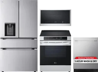 4 Piece Package Includes Refrigerator, Range, Microwave And Dishwasher