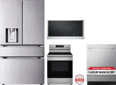 4 Piece Package Includes Refrigerator, Range, Microwave And Dishwasher