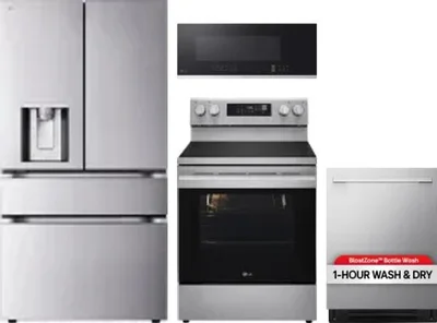 4 Piece Package Includes Refrigerator, Range, Microwave And Dishwasher