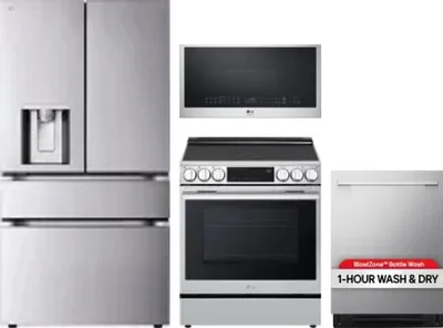 4 Piece Package Includes Refrigerator, Range, Microwave And Dishwasher