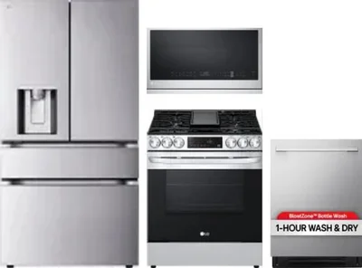 4 Piece Package Includes Refrigerator, Range, Microwave And Dishwasher