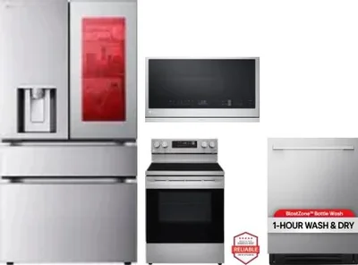4 Piece Package Includes Refrigerator, Range, Microwave And Dishwasher