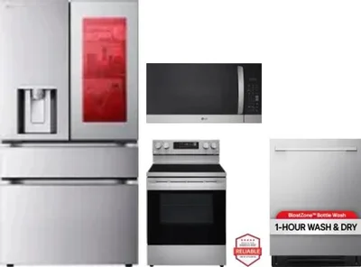 4 Piece Package Includes Refrigerator, Range, Microwave And Dishwasher