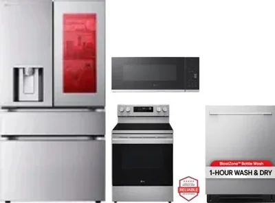 4 Piece Package Includes Refrigerator, Range, Microwave And Dishwasher