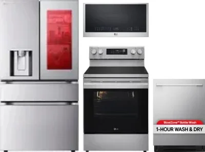 4 Piece Package Includes Refrigerator, Range, Microwave And Dishwasher