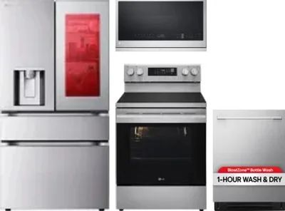 4 Piece Package Includes Refrigerator, Range, Microwave And Dishwasher
