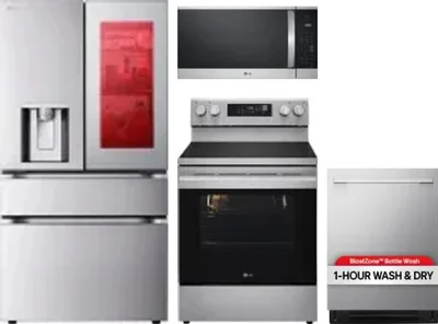 4 Piece Package Includes Refrigerator, Range, Microwave And Dishwasher
