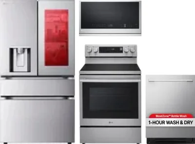 4 Piece Package Includes Refrigerator, Range, Microwave And Dishwasher
