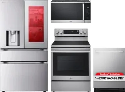 4 Piece Package Includes Refrigerator, Range, Microwave And Dishwasher