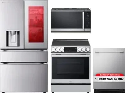 4 Piece Package Includes Refrigerator, Range, Microwave And Dishwasher