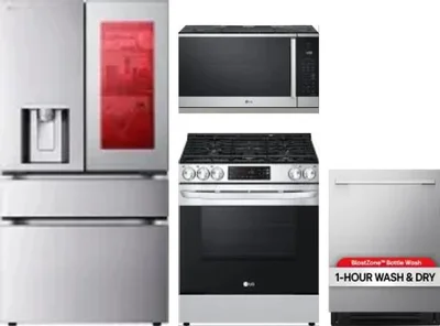 4 Piece Package Includes Refrigerator, Range, Microwave And Dishwasher