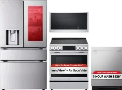 4 Piece Package Includes Refrigerator, Range, Microwave And Dishwasher