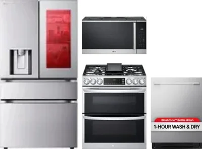 4 Piece Package Includes Refrigerator, Range, Microwave And Dishwasher