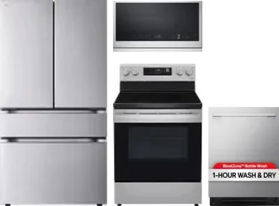 4 Piece Package Includes Refrigerator, Range, Microwave And Dishwasher