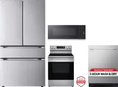 4 Piece Package Includes Refrigerator, Range, Microwave And Dishwasher