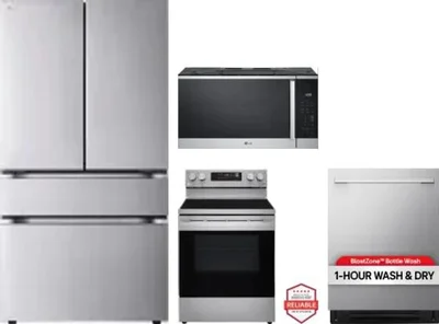 4 Piece Package Includes Refrigerator, Range, Microwave And Dishwasher