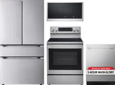 4 Piece Package Includes Refrigerator, Range, Microwave And Dishwasher