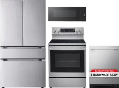 4 Piece Package Includes Refrigerator, Range, Microwave And Dishwasher