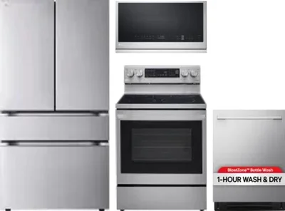 4 Piece Package Includes Refrigerator, Range, Microwave And Dishwasher