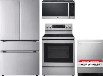 4 Piece Package Includes Refrigerator, Range, Microwave And Dishwasher