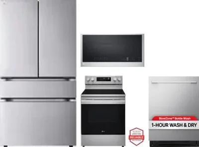 4 Piece Package Includes Refrigerator, Range, Microwave And Dishwasher