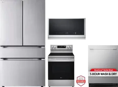 4 Piece Package Includes Refrigerator, Range, Microwave And Dishwasher