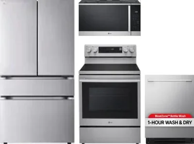 4 Piece Package Includes Refrigerator, Range, Microwave And Dishwasher