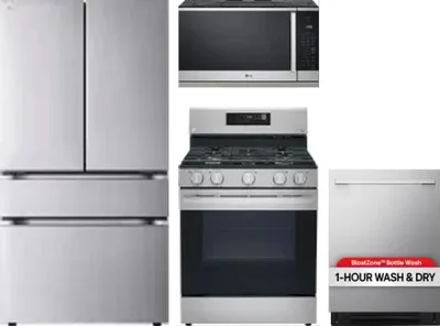 4 Piece Package Includes Refrigerator, Range, Microwave And Dishwasher