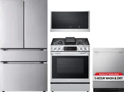 4 Piece Package Includes Refrigerator, Range, Microwave And Dishwasher