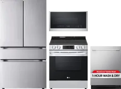 4 Piece Package Includes Refrigerator, Range, Microwave And Dishwasher