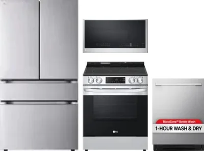 4 Piece Package Includes Refrigerator, Range, Microwave And Dishwasher