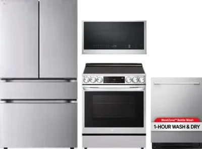 4 Piece Package Includes Refrigerator, Range, Microwave And Dishwasher