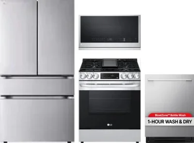 4 Piece Package Includes Refrigerator, Range, Microwave And Dishwasher