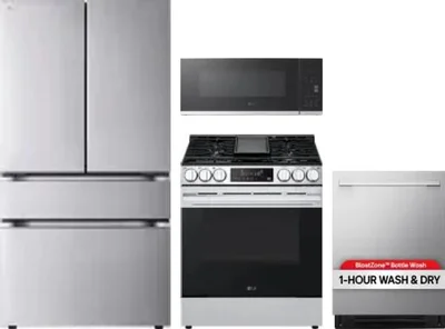 4 Piece Package Includes Refrigerator, Range, Microwave And Dishwasher