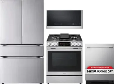 4 Piece Package Includes Refrigerator, Range, Microwave And Dishwasher