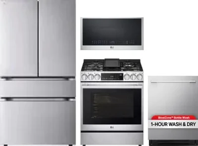 4 Piece Package Includes Refrigerator, Range, Microwave And Dishwasher