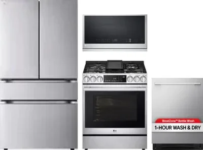 4 Piece Package Includes Refrigerator, Range, Microwave And Dishwasher