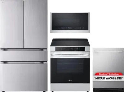 4 Piece Package Includes Refrigerator, Range, Microwave And Dishwasher