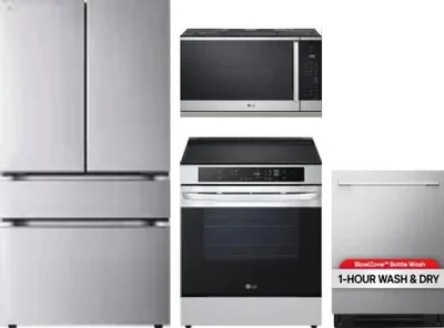 4 Piece Package Includes Refrigerator, Range, Microwave And Dishwasher
