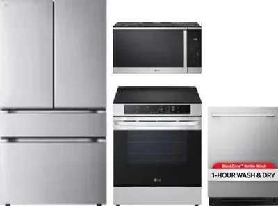 4 Piece Package Includes Refrigerator, Range, Microwave And Dishwasher