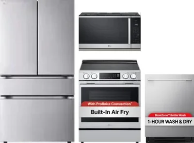 4 Piece Package Includes Refrigerator, Range, Microwave And Dishwasher