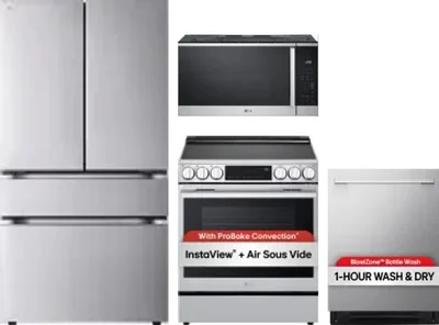 4 Piece Package Includes Refrigerator, Range, Microwave And Dishwasher