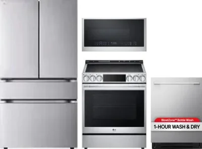 4 Piece Package Includes Refrigerator, Range, Microwave And Dishwasher