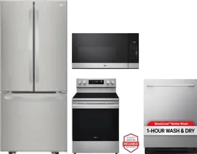 4 Piece Package Includes Refrigerator, Range, Microwave And Dishwasher