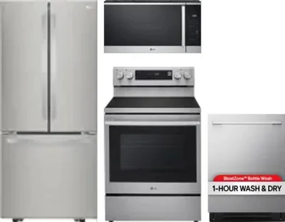 4 Piece Package Includes Refrigerator, Range, Microwave And Dishwasher