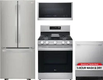 4 Piece Package Includes Refrigerator, Range, Microwave And Dishwasher